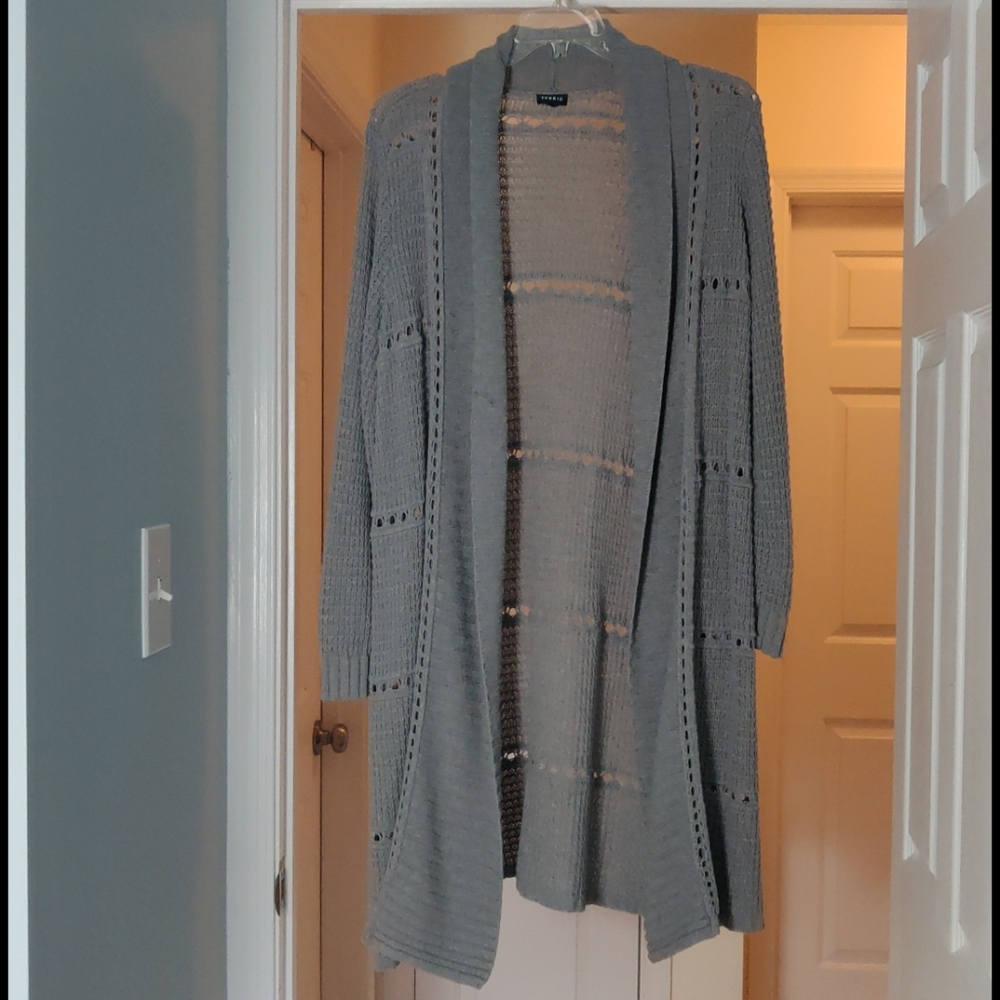 Torrid Size 2 Long Gray Cardigan Sweater